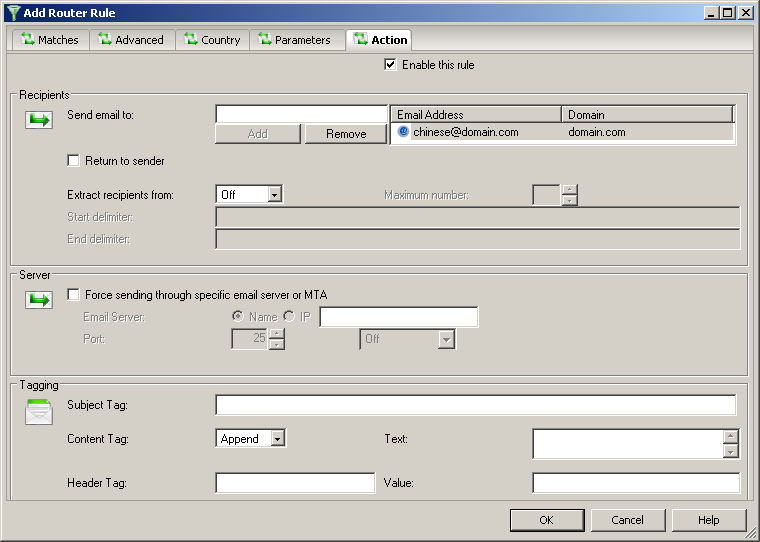 Configure the Chinese action