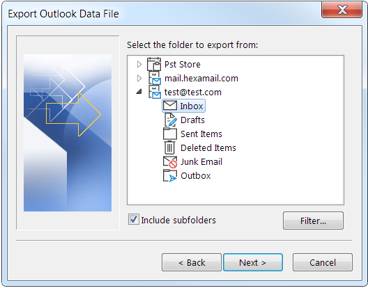 Select email to export