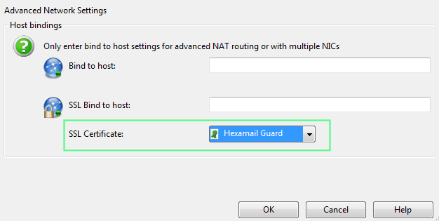 Enable SSL and choose the certificate